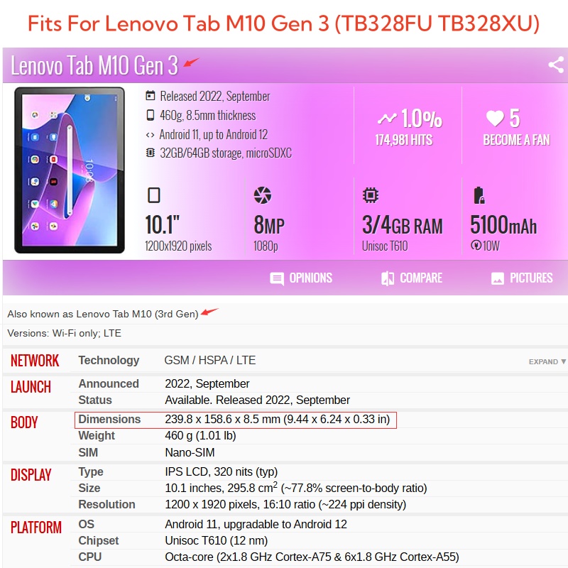 Pour Lenovo Tab M10 3ème génér - Tablet Accessories Lenovo avis et prix